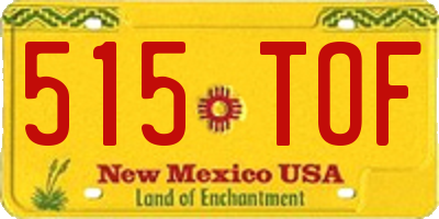 NM license plate 515TOF