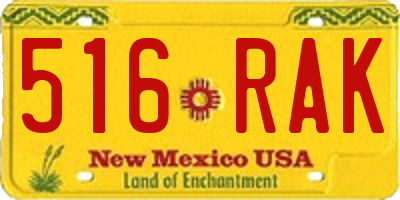 NM license plate 516RAK