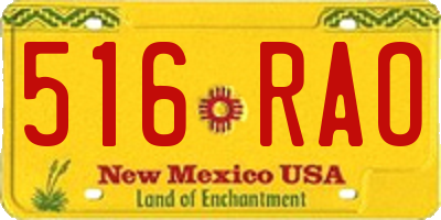 NM license plate 516RAO