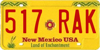 NM license plate 517RAK
