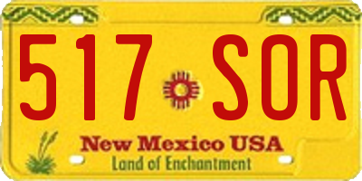 NM license plate 517SOR