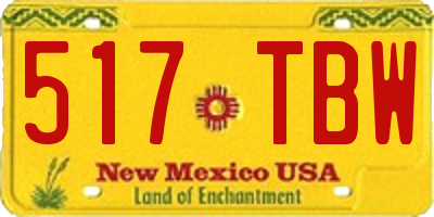 NM license plate 517TBW