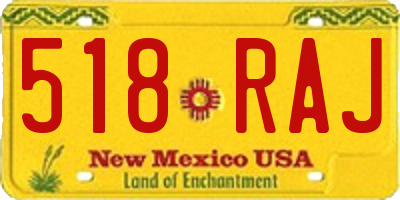 NM license plate 518RAJ