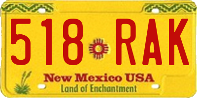 NM license plate 518RAK