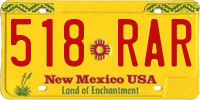 NM license plate 518RAR
