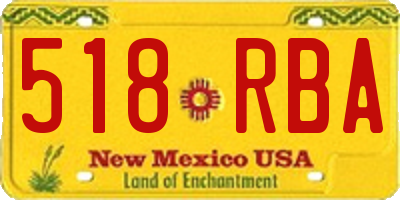 NM license plate 518RBA