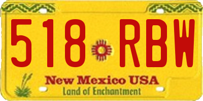 NM license plate 518RBW