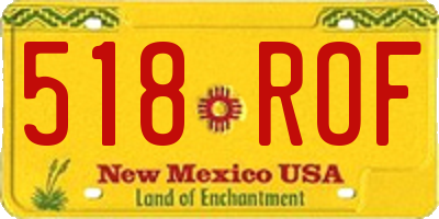 NM license plate 518ROF