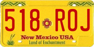 NM license plate 518ROJ