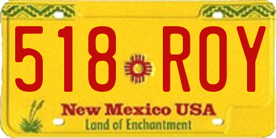 NM license plate 518ROY