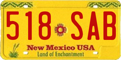 NM license plate 518SAB