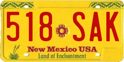 NM license plate 518SAK