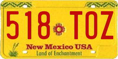 NM license plate 518TOZ