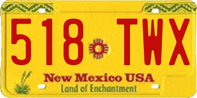 NM license plate 518TWX