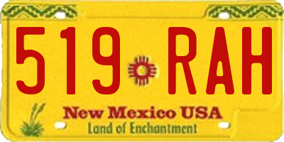 NM license plate 519RAH