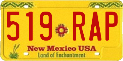 NM license plate 519RAP