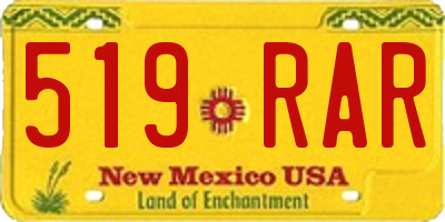 NM license plate 519RAR