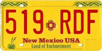 NM license plate 519RDF