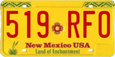 NM license plate 519RFO