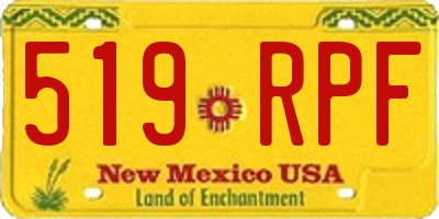 NM license plate 519RPF