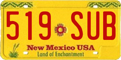 NM license plate 519SUB