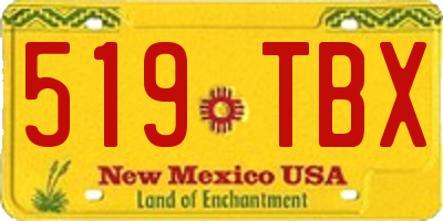 NM license plate 519TBX