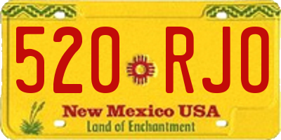 NM license plate 520RJO