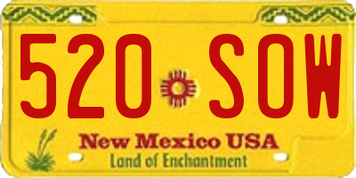 NM license plate 520SOW