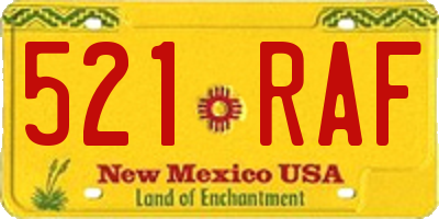 NM license plate 521RAF
