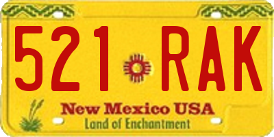 NM license plate 521RAK