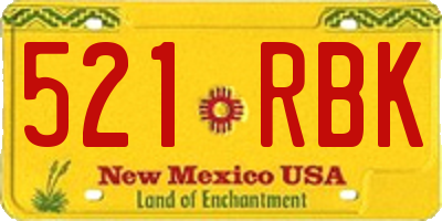 NM license plate 521RBK