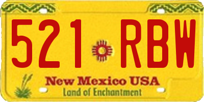 NM license plate 521RBW