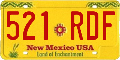 NM license plate 521RDF