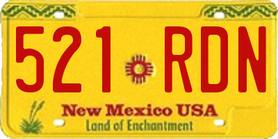 NM license plate 521RDN