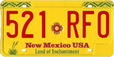 NM license plate 521RFO