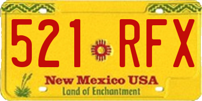 NM license plate 521RFX