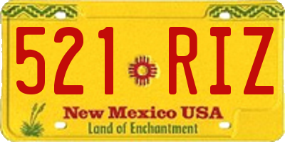 NM license plate 521RIZ