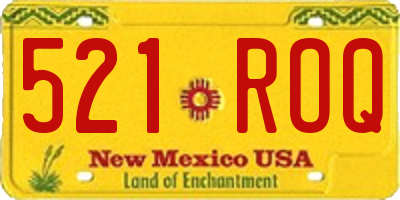 NM license plate 521ROQ