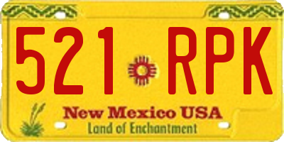 NM license plate 521RPK
