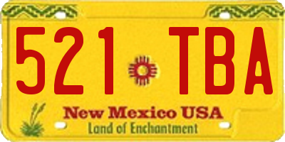 NM license plate 521TBA