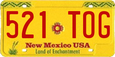 NM license plate 521TOG