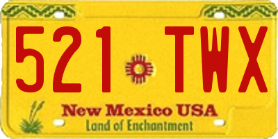 NM license plate 521TWX