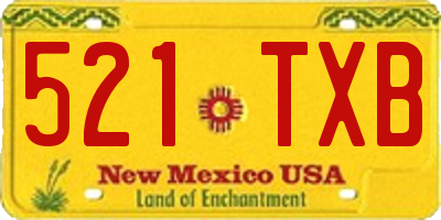 NM license plate 521TXB