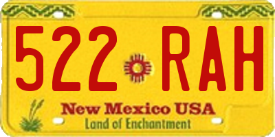 NM license plate 522RAH