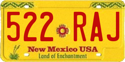 NM license plate 522RAJ