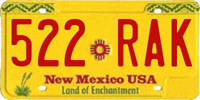 NM license plate 522RAK