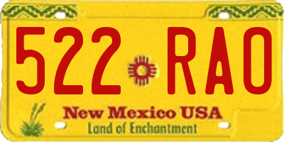 NM license plate 522RAO