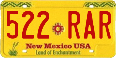 NM license plate 522RAR