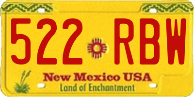 NM license plate 522RBW