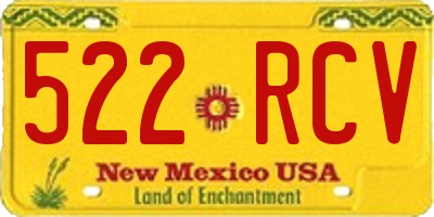 NM license plate 522RCV